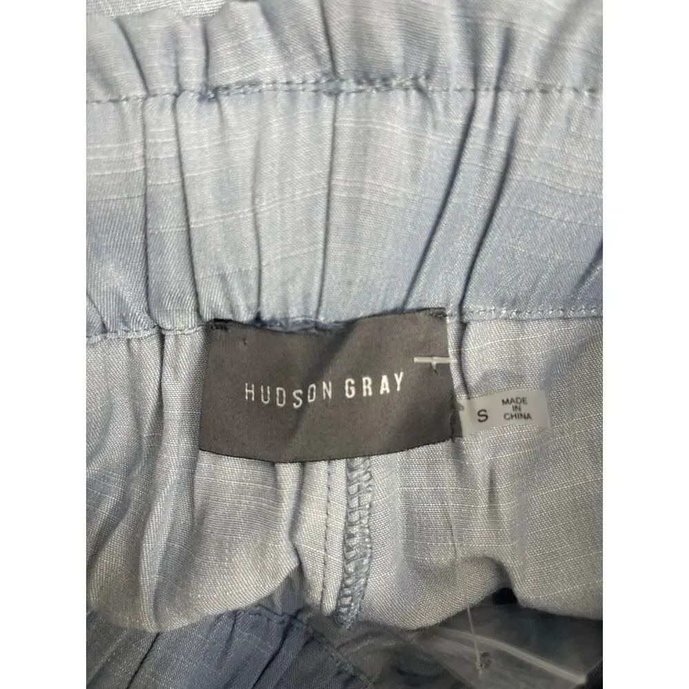 Hudson Gray Paperbag Waist Cargo Shorts Women’s Small Light Blue Chambray NWT - Picture 3 of 13